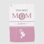De beste mam foto stijlvolle roze lavendel letters golfhanddoek (Voorkant)