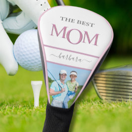 De beste mam foto stijlvolle roze lavendel letters golfheadcover