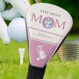 De beste mam foto stijlvolle roze lavendel letters golfheadcover