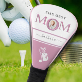 De beste mam foto stijlvolle roze lavendel letters golfheadcover
