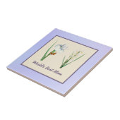 De beste mam-Irissen en vlinder op Paars Tegeltje (Zijkant)