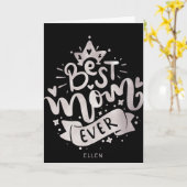 De beste mam ooit Black Silver Letterin Momther's Kaart (Gele Bloem)