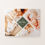 De beste mam ooit moderne aangepaste foto's legpuzzel<br><div class="desc">Dit eenvoudige en klassieke ontwerp is samengesteld uit serif typografie en voegt een douanefoto toe. 'De beste mama ooit' in het midden en omringd door vier foto's van je moeder,  mama,  moeder,  moeder,  mama,  enzovoort.</div>