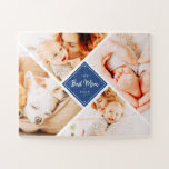 De beste mam ooit moderne aangepaste foto's legpuzzel<br><div class="desc">Dit eenvoudige en klassieke ontwerp is samengesteld uit serif typografie en voegt een douanefoto toe. 'De beste mama ooit' in het midden en omringd door vier foto's van je moeder,  mama,  moeder,  moeder,  mama,  enzovoort.</div>