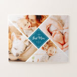 De beste mam ooit moderne aangepaste foto's legpuzzel<br><div class="desc">Dit eenvoudige en klassieke ontwerp is samengesteld uit serif typografie en voegt een douanefoto toe. 'De beste mama ooit' in het midden en omringd door vier foto's van je moeder,  mama,  moeder,  moeder,  mama,  enzovoort.</div>