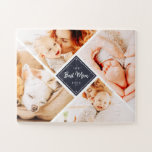 De beste mam ooit moderne aangepaste foto's legpuzzel<br><div class="desc">Dit eenvoudige en klassieke ontwerp is samengesteld uit serif typografie en voegt een douanefoto toe. 'De beste mama ooit' in het midden en omringd door vier foto's van je moeder,  mama,  moeder,  moeder,  mama,  enzovoort.</div>