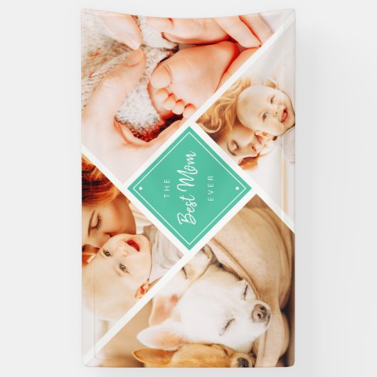 De beste mam ooit moderne aangepaste foto's spandoek (Verticaal)