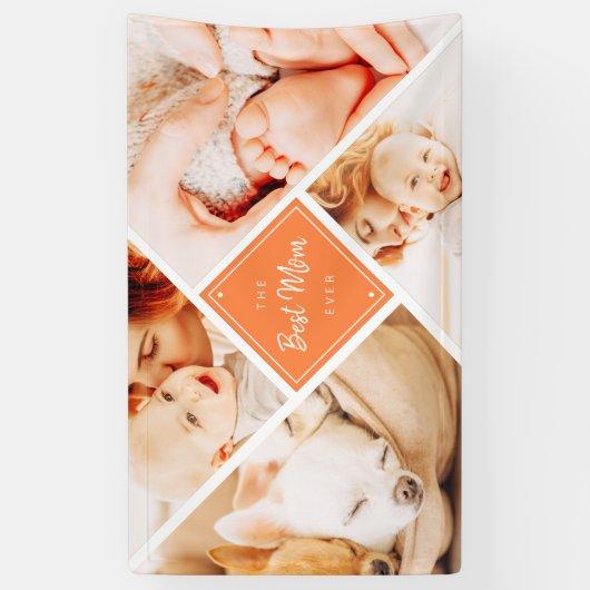 De beste mam ooit moderne aangepaste foto's spandoek (Verticaal)