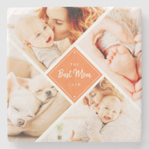 De beste mam ooit moderne aangepaste foto's stenen onderzetter