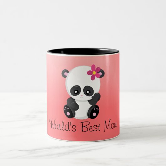 De beste mam Panda Pink en Black ter wereld Tweekleurige Koffiemok (Center)