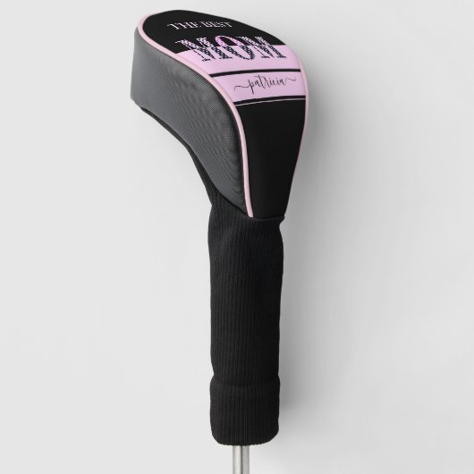 De beste mam stijlvolle zwart roze letters golfheadcover (Schuin)