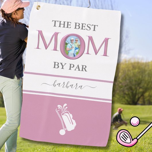 De beste mama door par foto stijlvolle roze lavend golfhanddoek