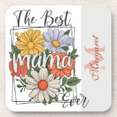 De beste mama ooit bloemenprint bier onderzetter (Voorkant)
