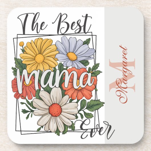 De beste mama ooit bloemenprint bier onderzetter (Voorkant)