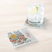 De beste mama ooit bloemenprint glazen onderzetter (Schuin)