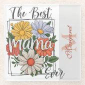 De beste mama ooit bloemenprint glazen onderzetter (Voorkant)