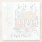 De beste mama ooit bloemenprint glazen onderzetter (Achterkant)