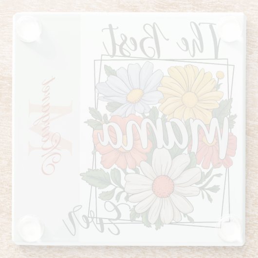 De beste mama ooit bloemenprint glazen onderzetter (Achterkant)