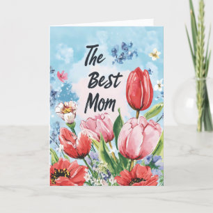 De beste mama Retro Bloemen Feestdagen Kaart