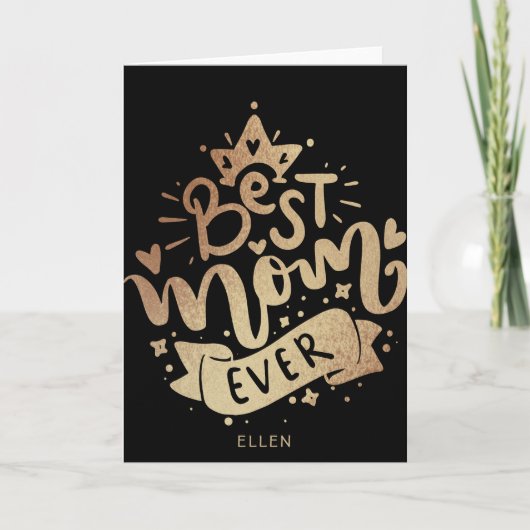 De beste mamma ooit Black Gold Typografie Momther' Kaart (Voorkant)