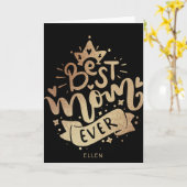 De beste mamma ooit Black Gold Typografie Momther' Kaart (Gele Bloem)