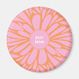 De beste mams floral burst pastel oranje roze magneet
