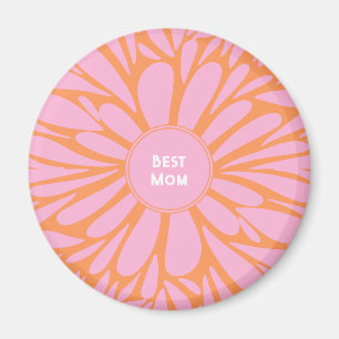 De beste mams floral burst pastel oranje roze magneet