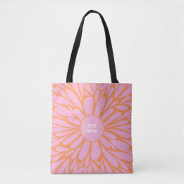 De beste mams floral burst pastel oranje roze tote bag