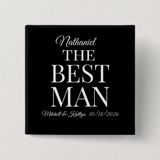 De beste man bruiloft vierkante button 5,1 cm (Voorkant)