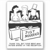 De beste man in bed met Cartoon van een gehuwd paa Sticker (Voorkant)