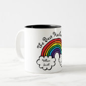 De beste man ooit regenboog tweekleurige koffiemok (Voorkant links)