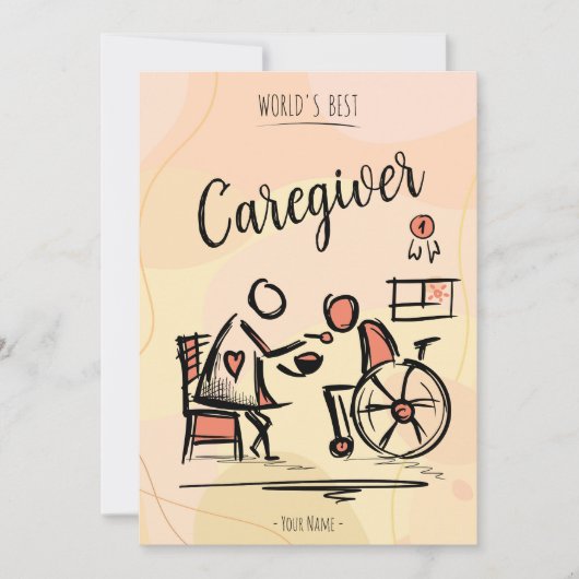 De beste mantelzorger en persoon in een rolstoel feestdagenkaart (Voorkant)