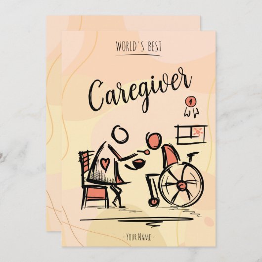 De beste mantelzorger en persoon in een rolstoel feestdagenkaart (Voorkant / Achterkant)