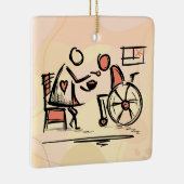 De beste mantelzorger en persoon in een rolstoel keramisch ornament (Rechts)