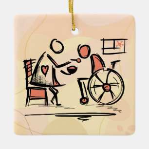 De beste mantelzorger en persoon in een rolstoel keramisch ornament