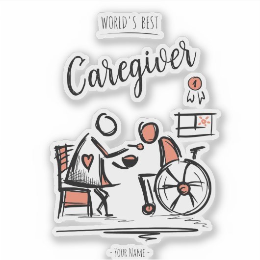 De beste mantelzorger en persoon in een rolstoel sticker (Voorkant)
