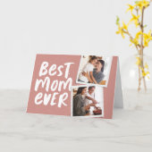 De beste moeder heeft twee foto's roos Moederdag Kaart (Gele Bloem)