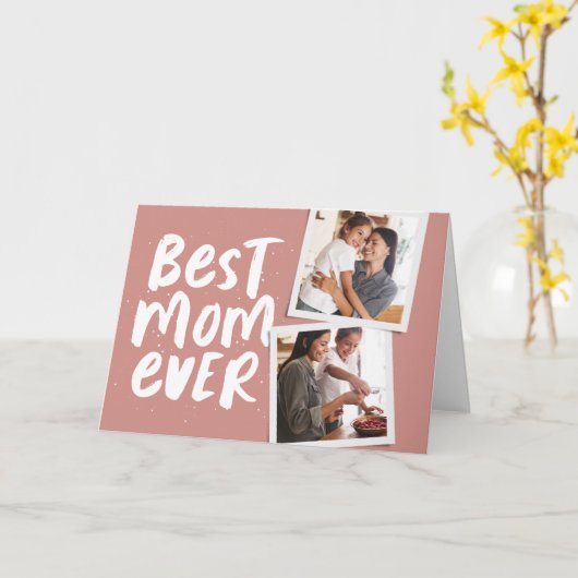 De beste moeder heeft twee foto's roos Moederdag Kaart (Gele Bloem)