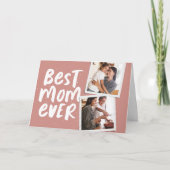 De beste moeder heeft twee foto's roos Moederdag Kaart (Voorkant)