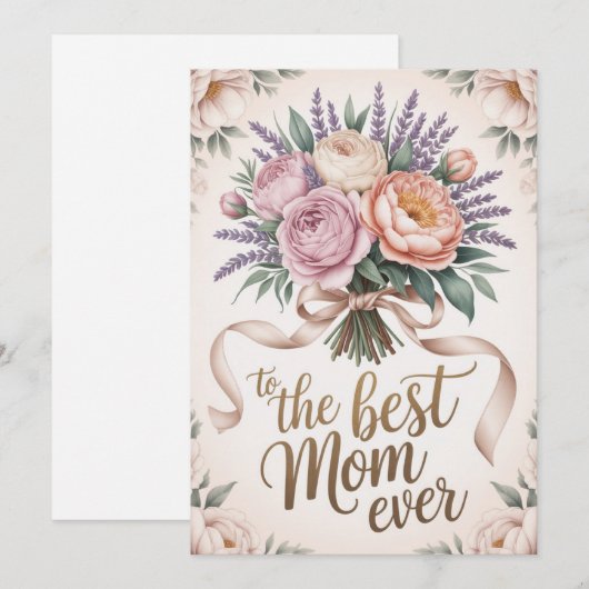 De Beste Moeder Ooit Bloemkaart Feestdagenkaart (Voorkant / Achterkant)