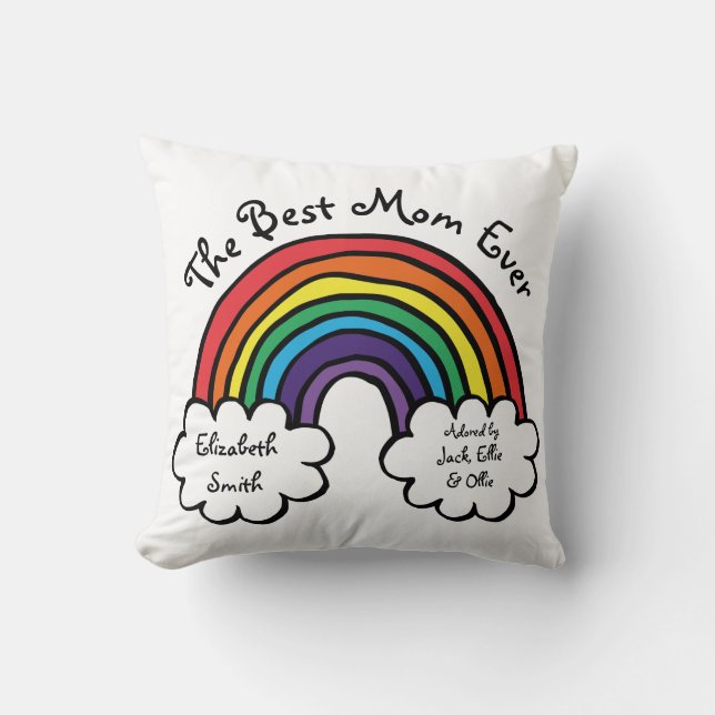 De Beste Moeder Ooit Kleurrijke Regenboog Moederda Kussen (Voorkant)