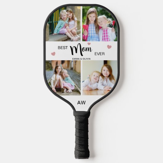 De beste moeder ooit Moederdagen met Initialen Pickleball Paddle (Voorkant)