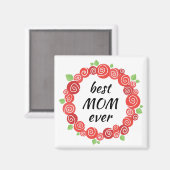 De beste moeder ooit roodrozen met moederdag magneet (Voorkant / Achterkant)