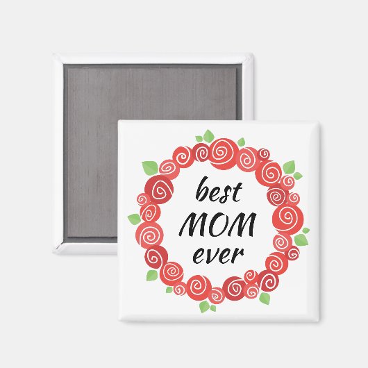 De beste moeder ooit roodrozen met moederdag magneet (Voorkant / Achterkant)