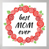 De beste moeder ooit roodrozen met moederdag poster (Voorkant)