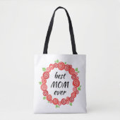 De beste moeder ooit roodrozen met moederdag tote bag (Voorkant)
