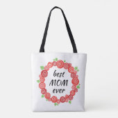 De beste moeder ooit roodrozen met moederdag tote bag (Achterkant)