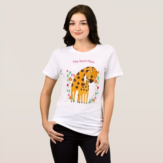 "De beste moeder" Schattigee Giraffe Moeder en Bab Tri-Blend Shirt (Voorkant volledig)