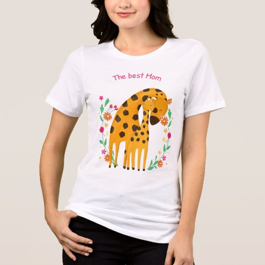 "De beste moeder" Schattigee Giraffe Moeder en Bab Tri-Blend Shirt (Voorkant)