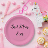 De beste moeder sms-roze papieren bordje (Feest)